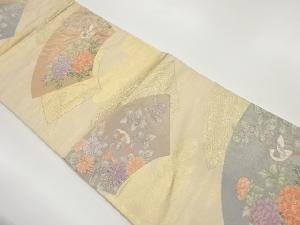 地紙に鳳凰・草花模様織出し袋帯